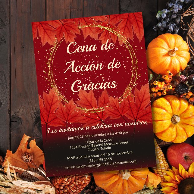 Invitation Feuilles d'automne espagnoles scintillent lors du  (Créateur téléchargé)