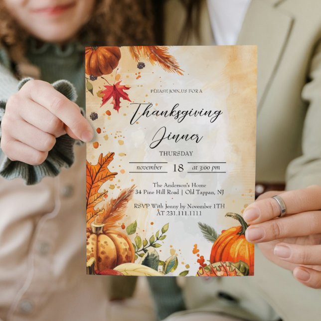 Invitation Feuilles d'automne et dîner de Thanksgiving Citrou (Créateur téléchargé)