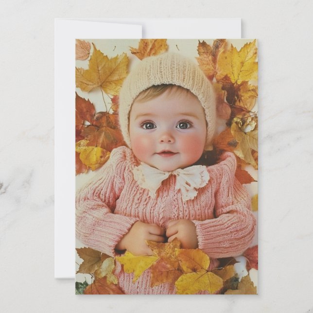 Invitation Feuilles d'automne et petits bras | Automne doré (Devant)