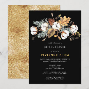 Invitation Feuilles d'automne florales blanches Fête des mari
