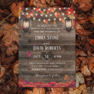 Invitation Feuilles d'automne Lanterns & String Mariage de au