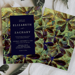 Invitation Feuilles d'automne Mariage jaune violet vert