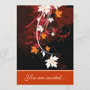 Invitation Feuilles d'automne orange rouge blanc brun mariage