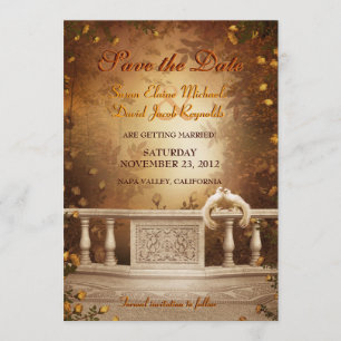 Invitation Feuilles d'automne romantiques et roses Sauvegarde