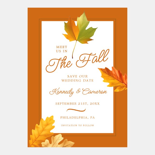Invitation Feuilles d'automne rustique Enregistrer le Mariage (Devant)