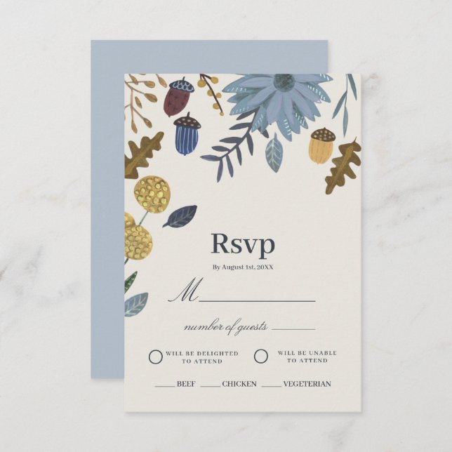 Invitation Feuilles d'automne rustique mariage de automne rsv (Devant / Derrière)
