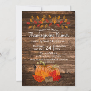 Invitation Feuilles d'automne rustiques et citrouilles de Tha