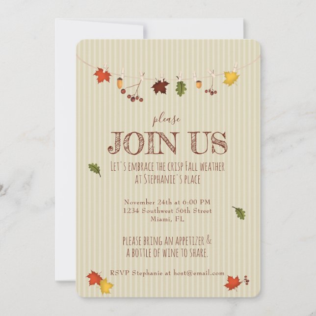 Invitation Feuilles d'automne sur la ligne de vêtements (Devant)