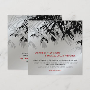 Invitation Feuilles de bambou orientales mariage asiatique no