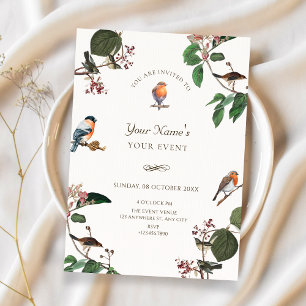 Invitation Feuilles de branche Oiseau 
