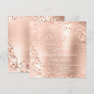 Invitation Feuilles de fête d'anniversaire Wreath Glam Rose R