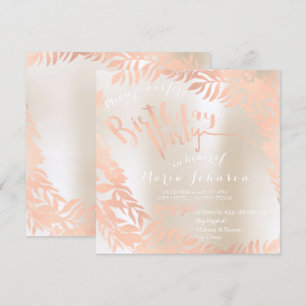 Invitation Feuilles de fête d'anniversaire Wreath ivoire Pear