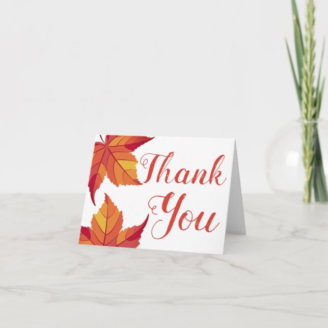 Invitation Feuilles de fin d'automne Merci (Devant)