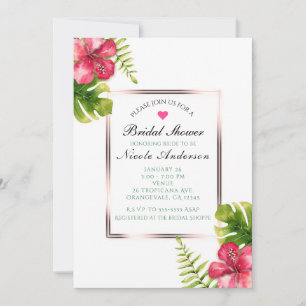 Invitation Feuilles de fleurs d'hibiscus tropical blanc Invit