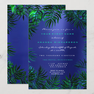 Invitation Feuilles de fougères tropicales encadrées Turquois