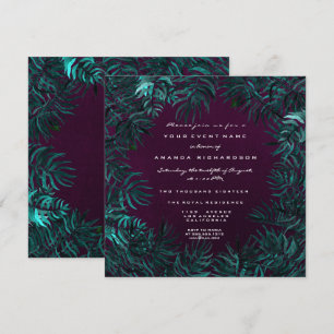 Invitation Feuilles de foune tropicale encadrées Turquoise Ca