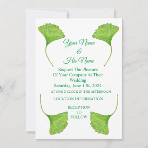 Invitation Feuilles de Ginko vertes Thunder_Cove 