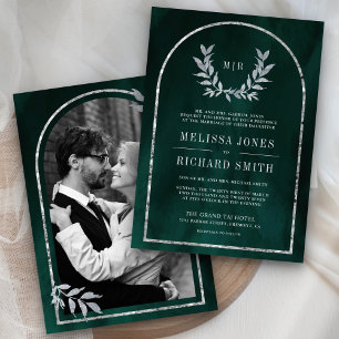 Invitation Feuilles de la couronne d'argent Laurel Mariage ve