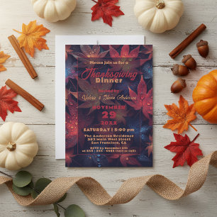 Invitation Feuilles de l'érable d'automne avec gouttelettes d