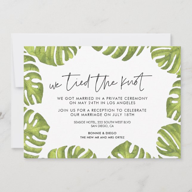 Invitation Feuilles de palme tropicale Nous avons attaché le  (Devant)