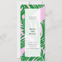 Feuilles de palmier rose et vert Fête d'anniversai