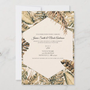 Invitation Feuilles de palmier tropicales Mariage Paillettes 