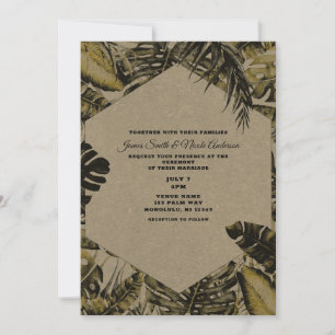 Invitation Feuilles de palmier tropicales vertes de Kraft chi