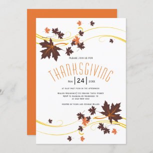 Invitation feuilles d'érable Brown et orange automne Thanksgi