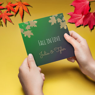 Invitation Feuilles d'érable doré en gradient Emerald