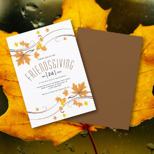 Invitation Feuilles d'érable orange et brun automne Friendsgi
