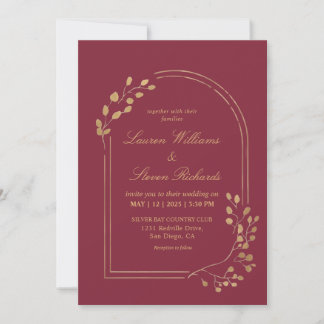 Invitation Feuilles d'Eucalyptus du marron rouge foncé