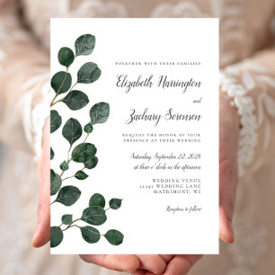 Invitation Feuilles d'eucalyptus Verdure Mariage Aquarelle