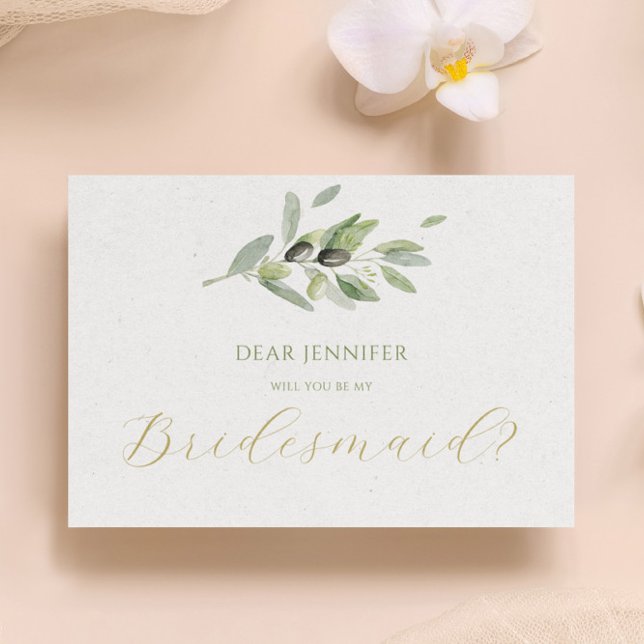 Invitation Feuilles d'olive, serez-vous ma demoiselle d'honne (Créateur téléchargé)