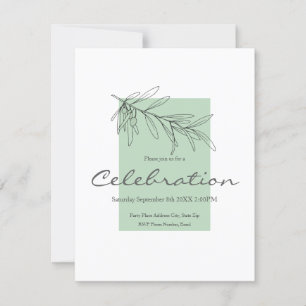 Invitation Feuilles d'olive vert dessinés à la main