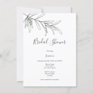 Invitation Feuilles d'olive vert dessinés à la main