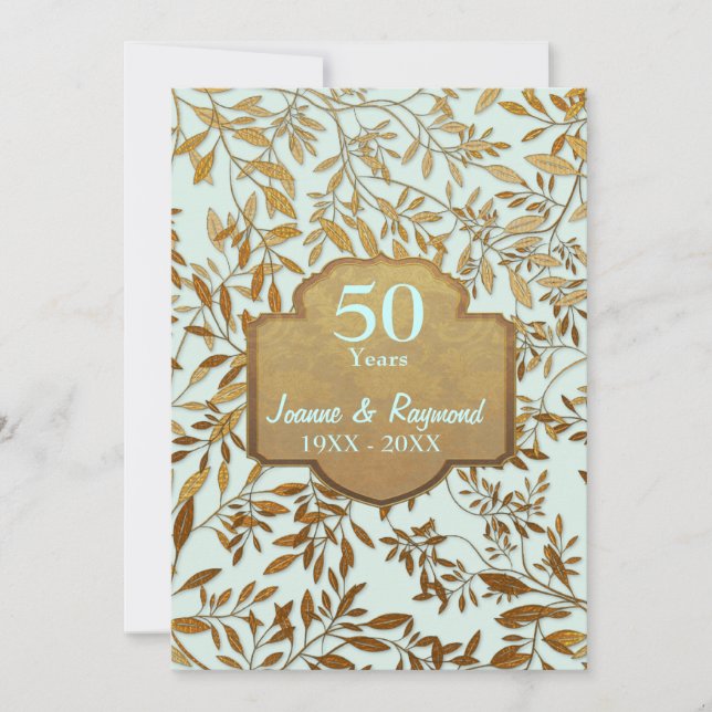 Invitation Feuilles d'or 50e anniversaire Mariage (Devant)