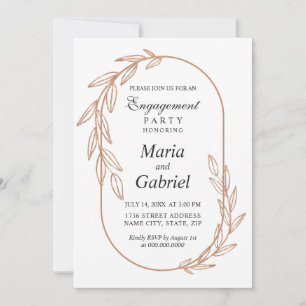 Invitation Feuilles d'or. Cadre élégant Luxury Engagement Par