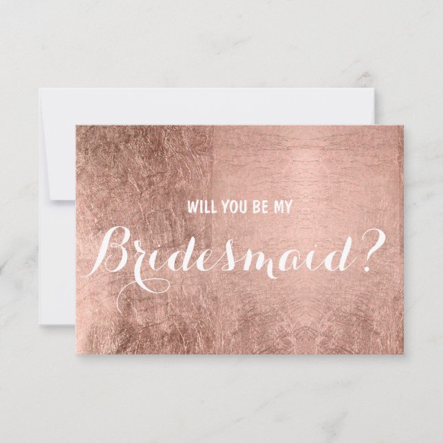 Invitation Feuilles d'or rose de luxe être ma Bridesmaid (Devant)