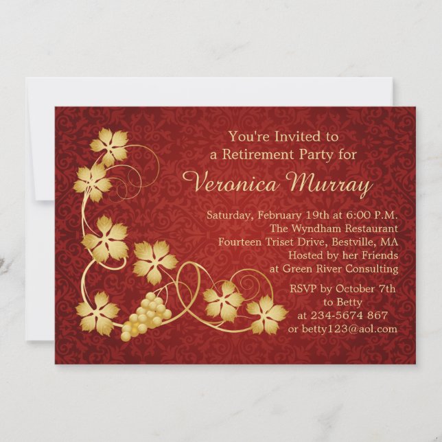 Invitation feuilles d'or sur la vigne, Parti de la retraite d (Devant)