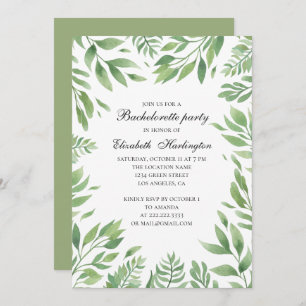 Invitation Feuilles du jardin botanique. Bachelorte d'été