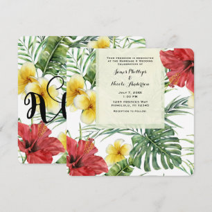 Invitation Feuilles et fleurs botaniques tropicales Floral Al