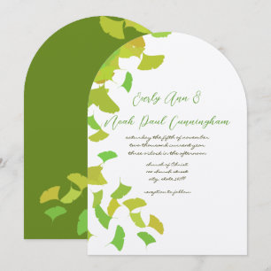Invitation Feuilles Ginkgo sur Mariage de chaux Petit 4 x 5