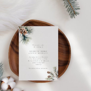Invitation Feuilles minimalistes de pin et cônes de pin Maria