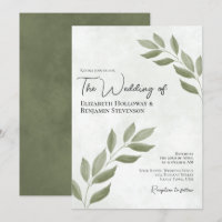 Feuilles nostalgiques Élégant Mariage Moderne Vert