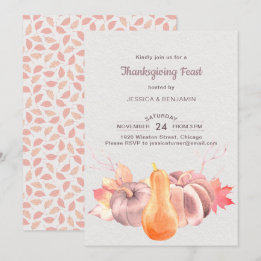 Invitation Feuilles Rustiques D'Automne Et Fête Citrouille De