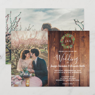Invitation Feuilles rustiques sur la grange Mariage photo mon