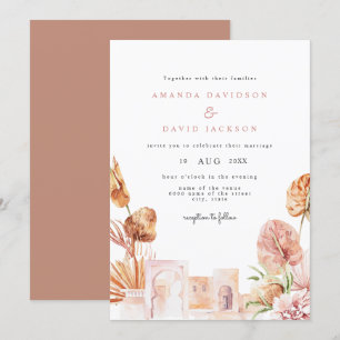 Invitation Feuilles secs modernes Mariage du Boho occidental 