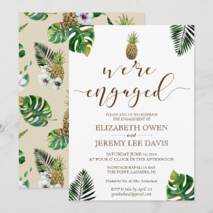 Invitation Feuilles Tropicales Fiançailles Luau Ananas