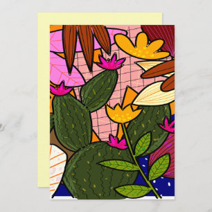 Invitation feuilles tropicaux Abstraits et fleurs