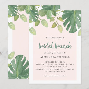 Invitation Feuilles tropicaux  Brunch nuptial blanc et vert